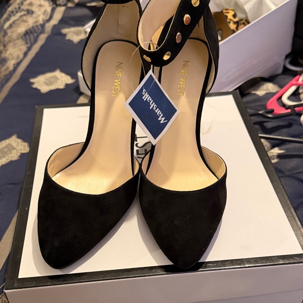 Nine West Black Ankle Strap Heels